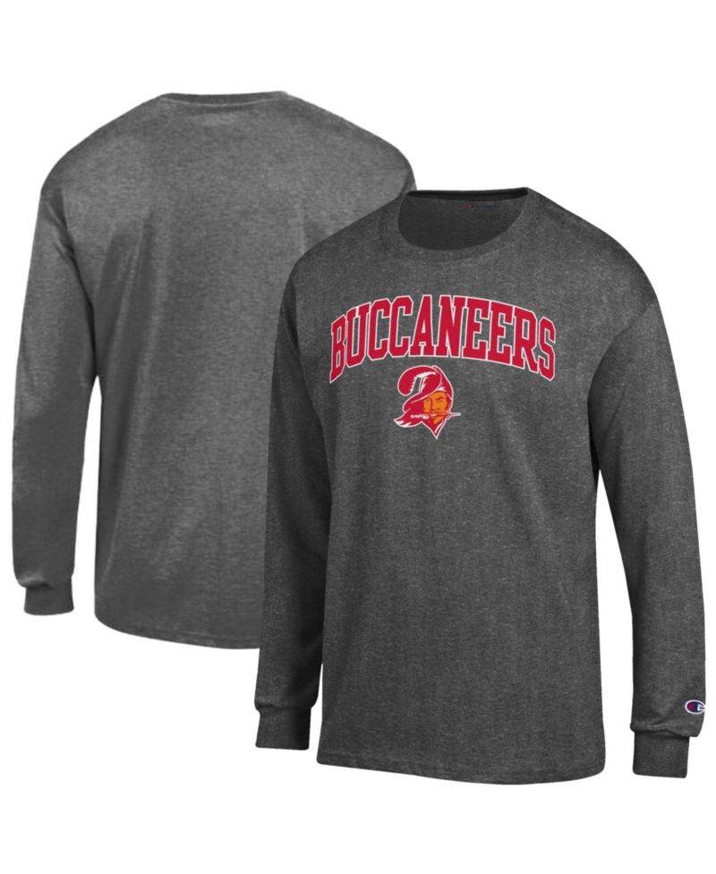 Men's Heather Charcoal Tampa Bay Buccaneers Arch Over Logo Long Sleeve T-Shirt