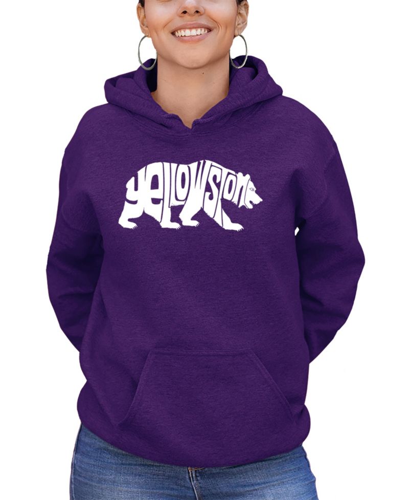Women's Yellowstone Bear Word Art Hooded Sweatshirt
