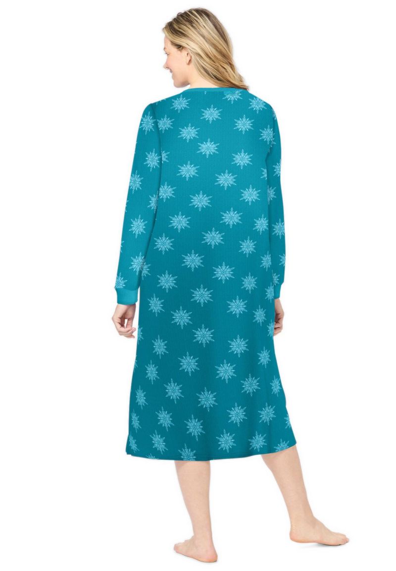 Women's Dreams and Co. Thermal Henley Sleepshirt