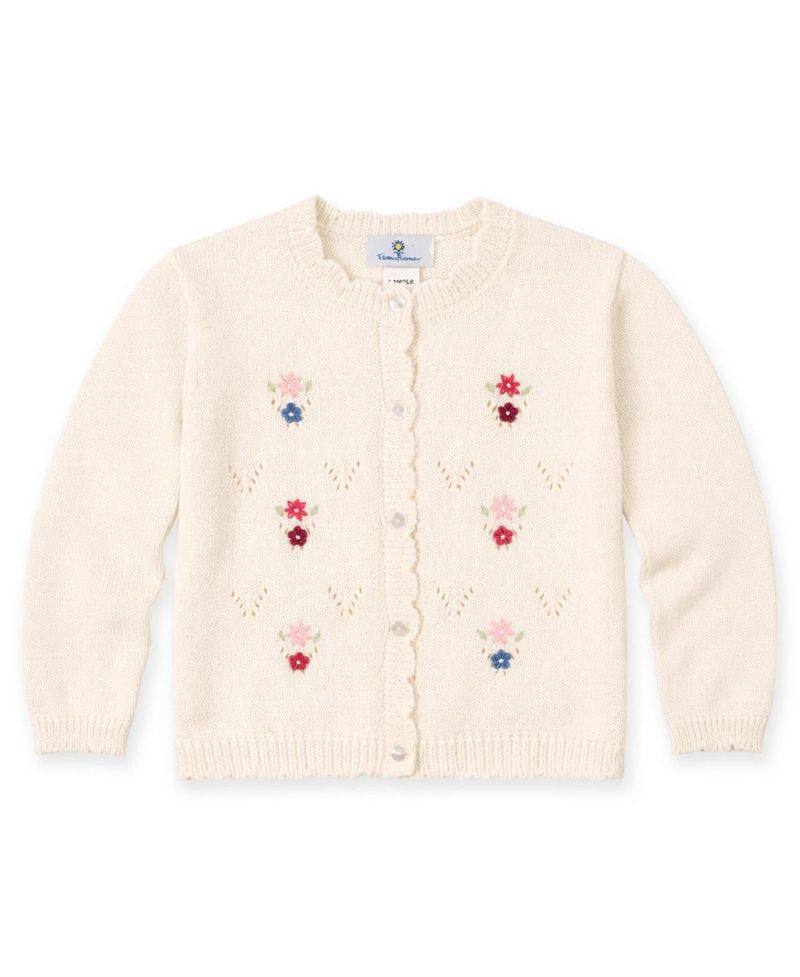 Baby Girl 12M-24M Sweater with Hand Embroidered Flowers