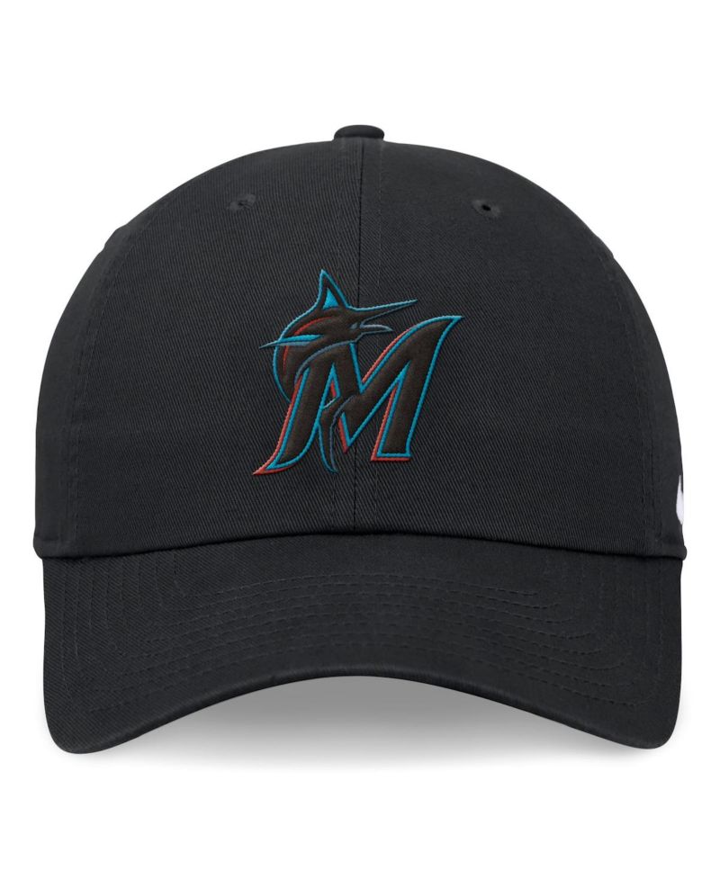 Men's Black Miami Marlins Club Adjustable Hat