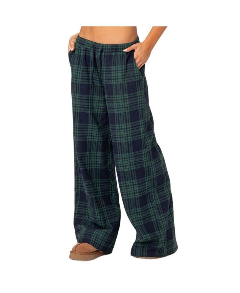 Women's Lounge Around plaid wide leg pants