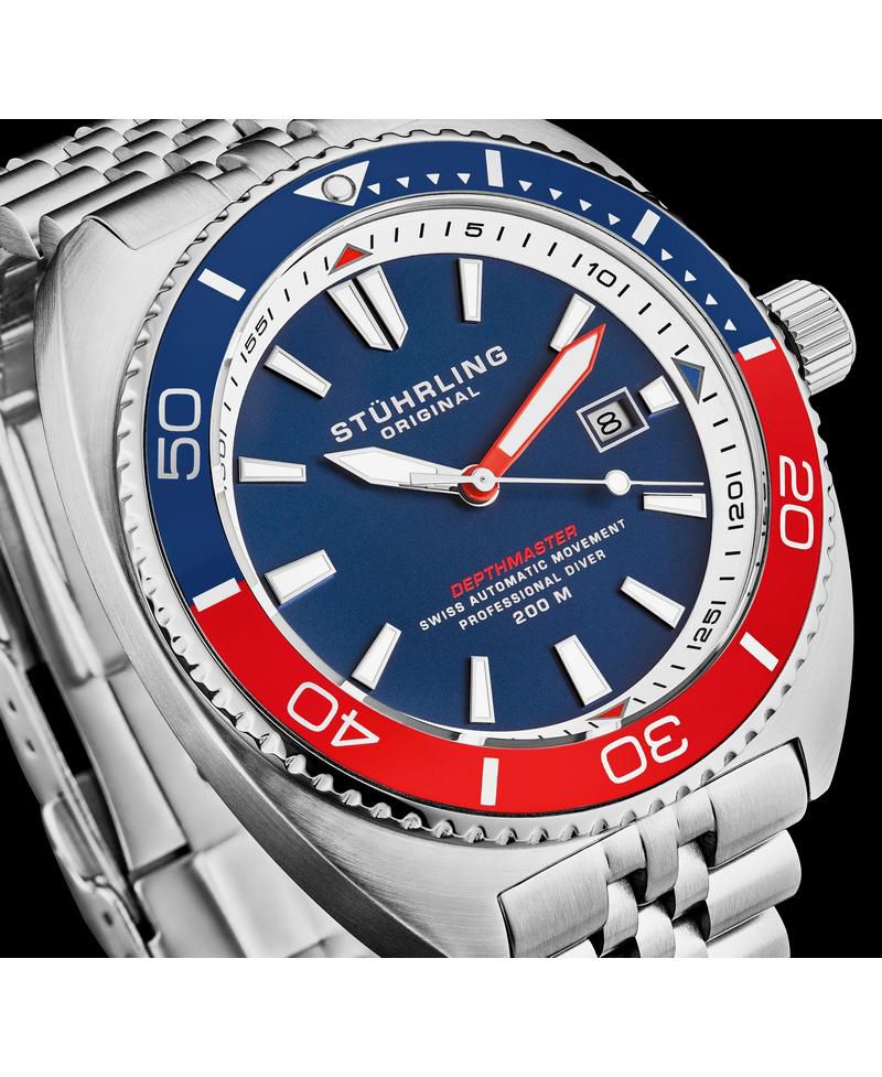 Men s Depthmaster Heritage 1008 45mm Swiss Automatic Diver Watch, Tonneau Case, Exhibition Caseback, Stainless Steel Bracelet, 200M WR
