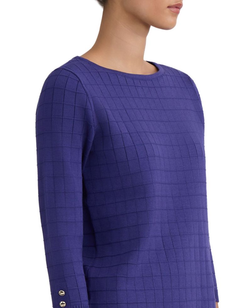 Women's Textured Boat-Neck 3/4-Sleeve Sweater