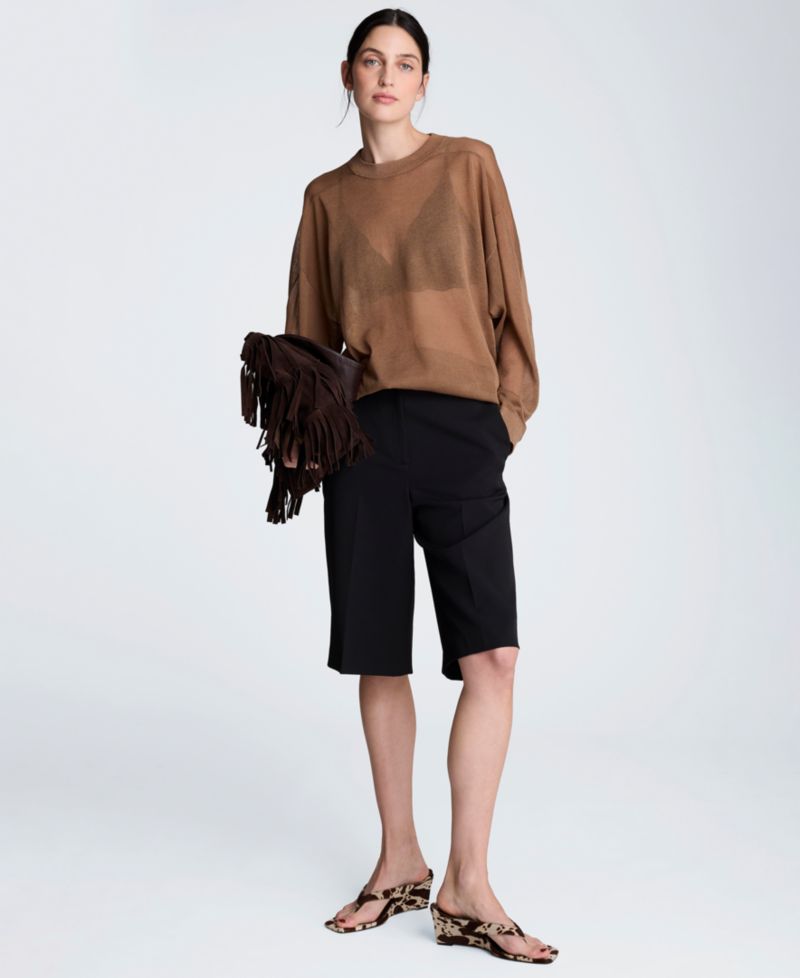 Women's Oversized Sheer Crewneck Sweater