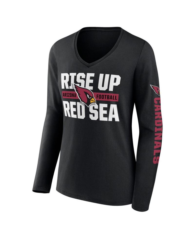 Women's Black Arizona Cardinals Hometown Sweep Long Sleeve V-Neck T-Shirt