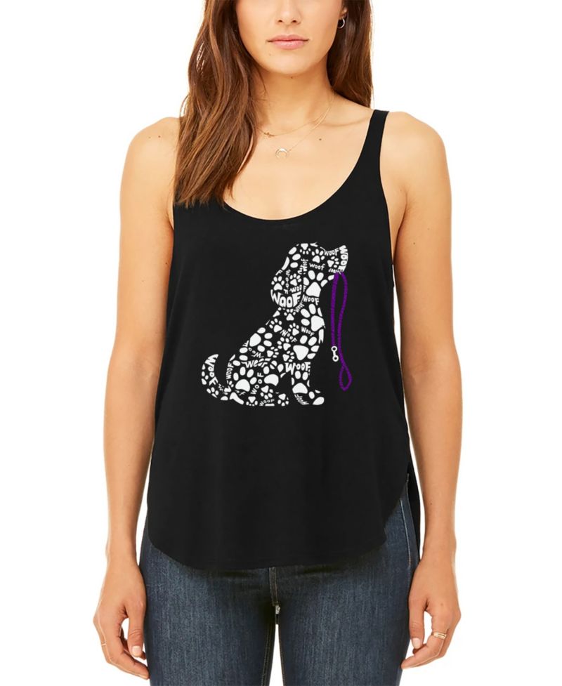 Women's Dog Leash Premium Word Art Flowy Tank Top