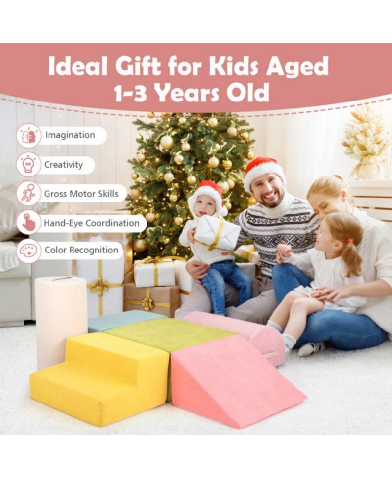 6 Pieces Baby Climbing Blocks with 30D High-Density Foam and Carrying Handles