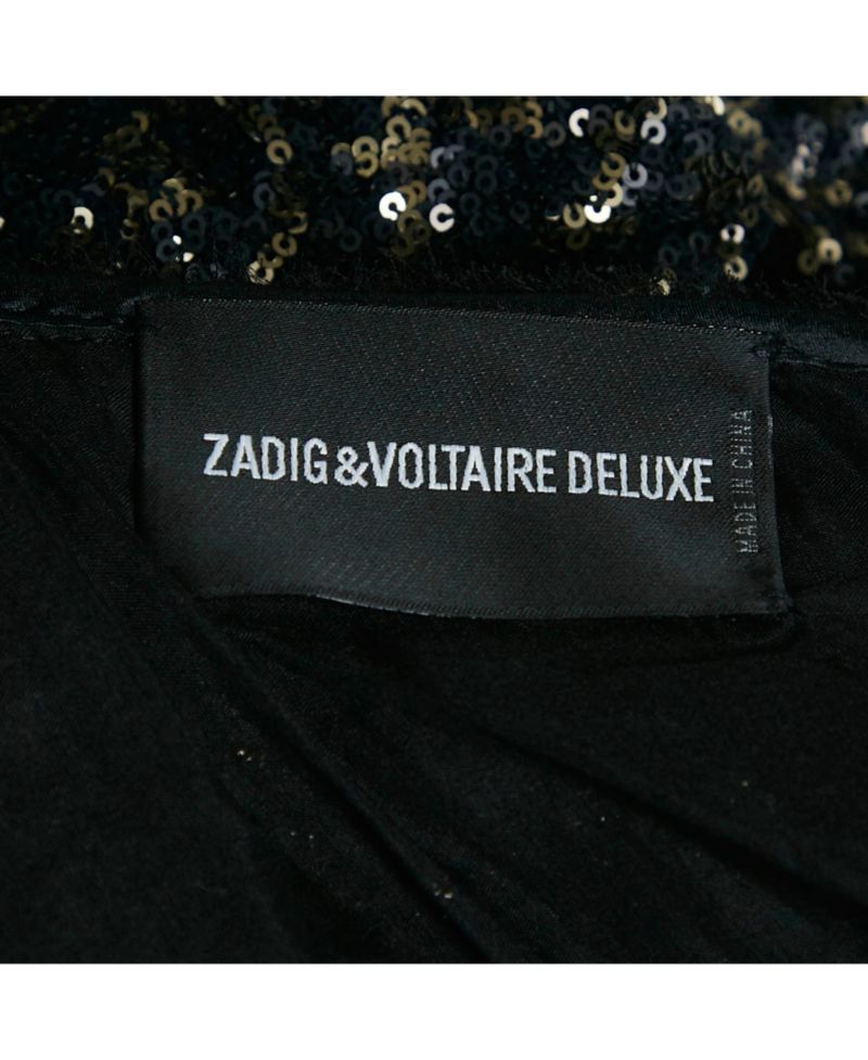 Women's Pre-Owned Zadig and Voltaire Deluxe Black/gold Sequin Rousse Mini Dress