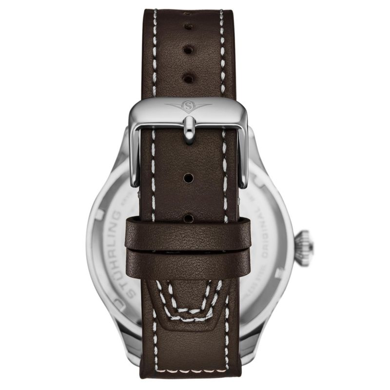 Airman 4078 Men s Quartz Pilot Watch, 43mm Alloy Case with Leather Strap