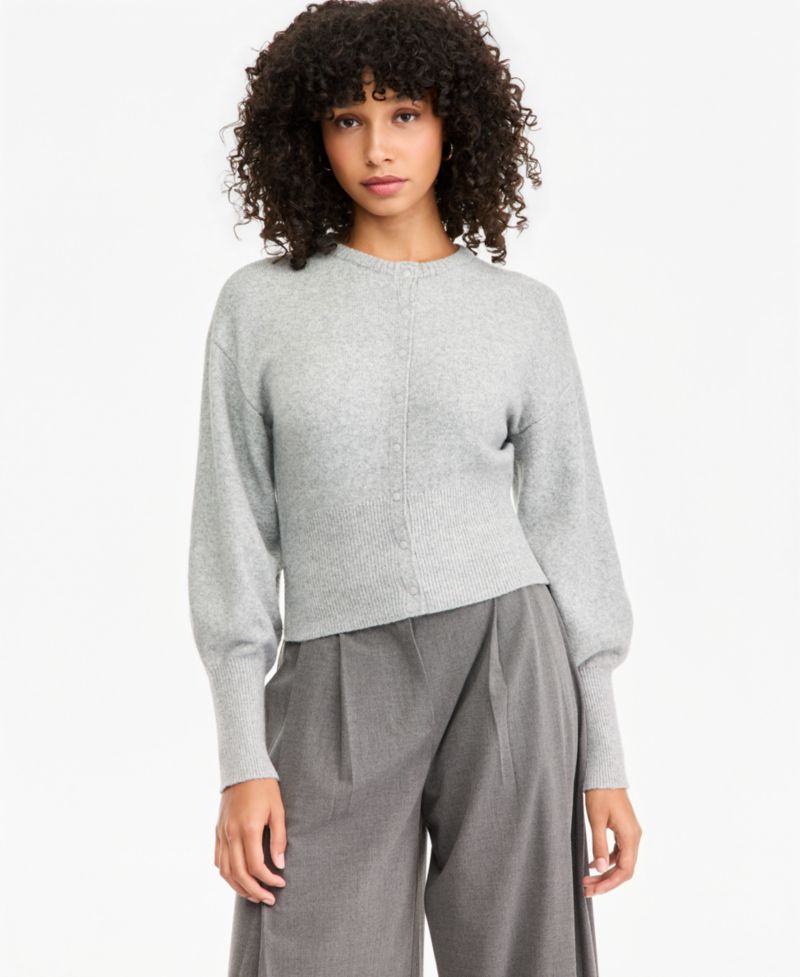 Women's Sculpted Crewneck Long-Sleeve Cardigan