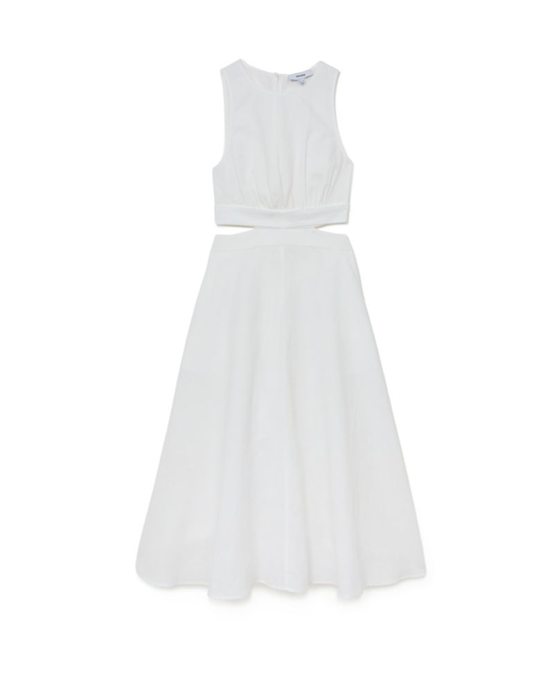 Women's Linen-Cotton Cut-Out Midi Dress