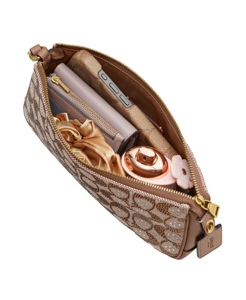Plaza Small Crystal Signature Jacquard Shoulder Bag