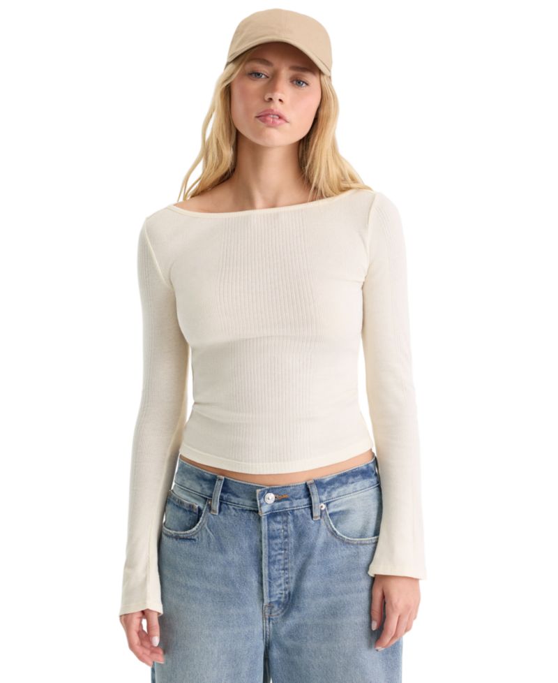 Women's Cotton Long-Sleeve Pull-On Top