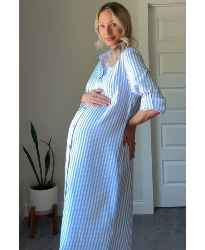 Women's Striped Button Down Maxi Dress