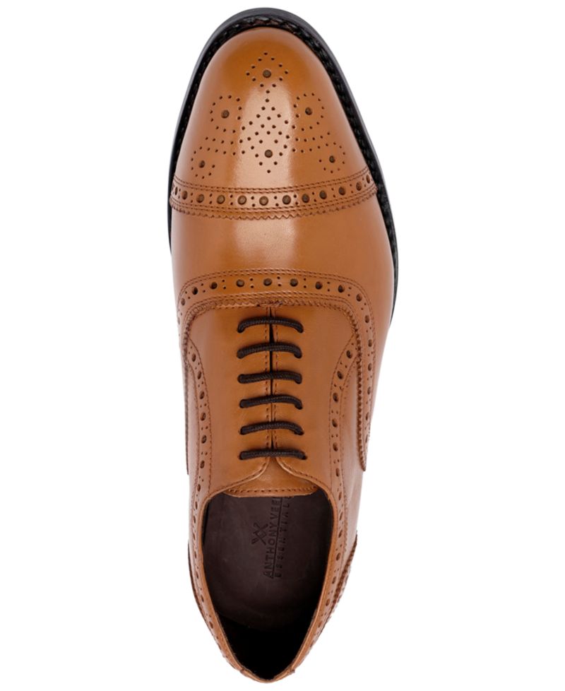 Men's Ford Quarter Brogue Oxford Leather Sole Dress Shoe