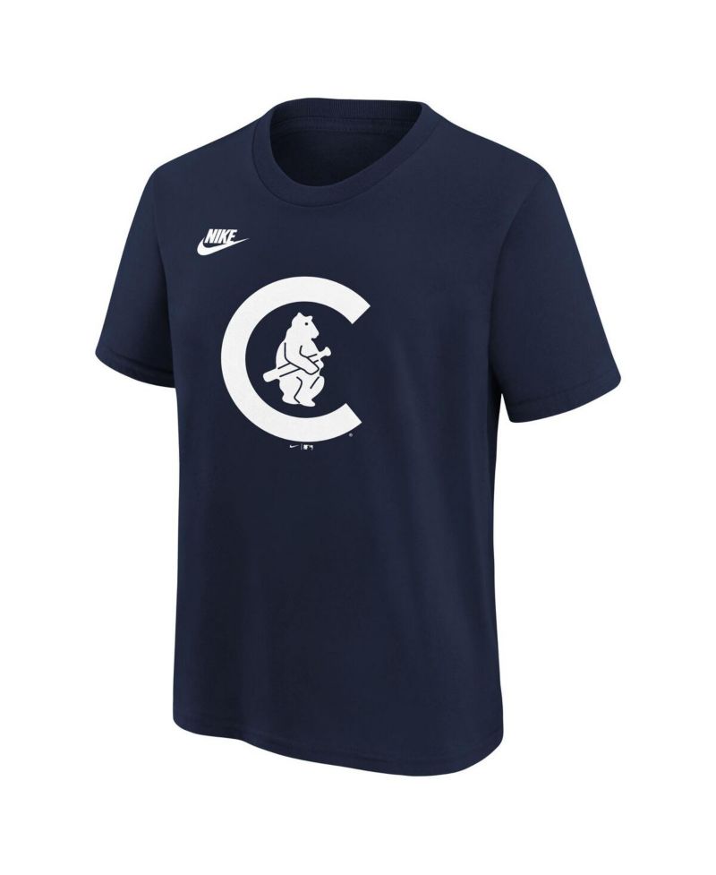 Big Boys and Girls Navy Chicago Cubs Cooperstown Collection Team Logo T-Shirt