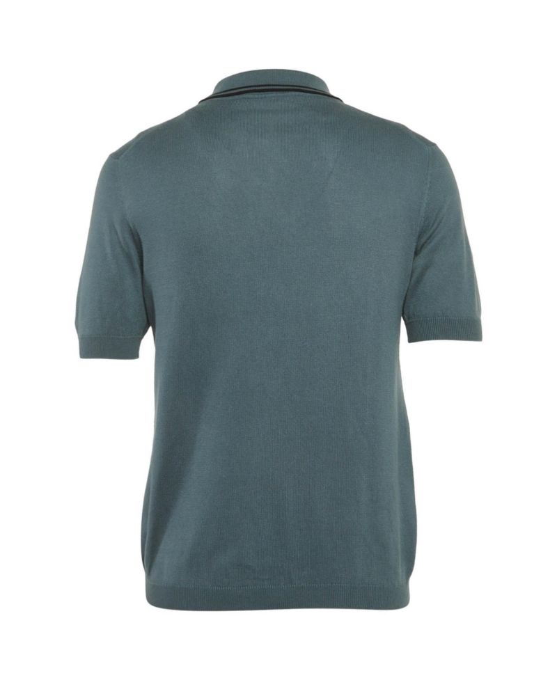 Women's Striped Trim Cotton Knit Polo Shirt