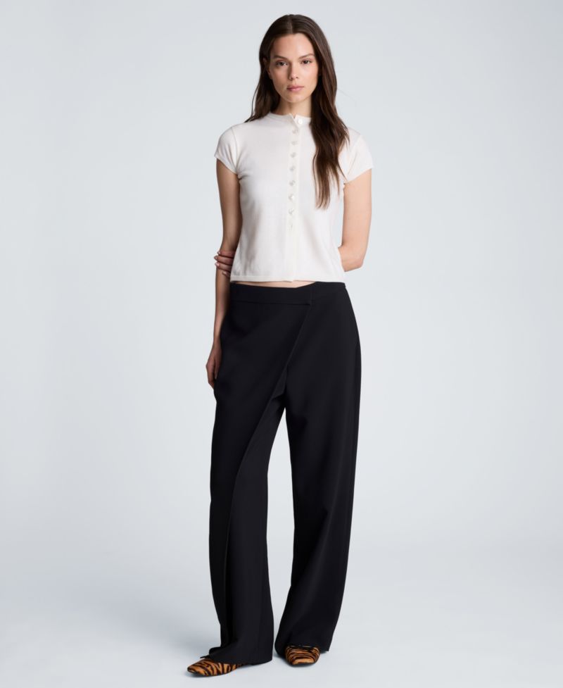 Women's Luxe Twill Fly Front Asymmetrical Crossover Pants