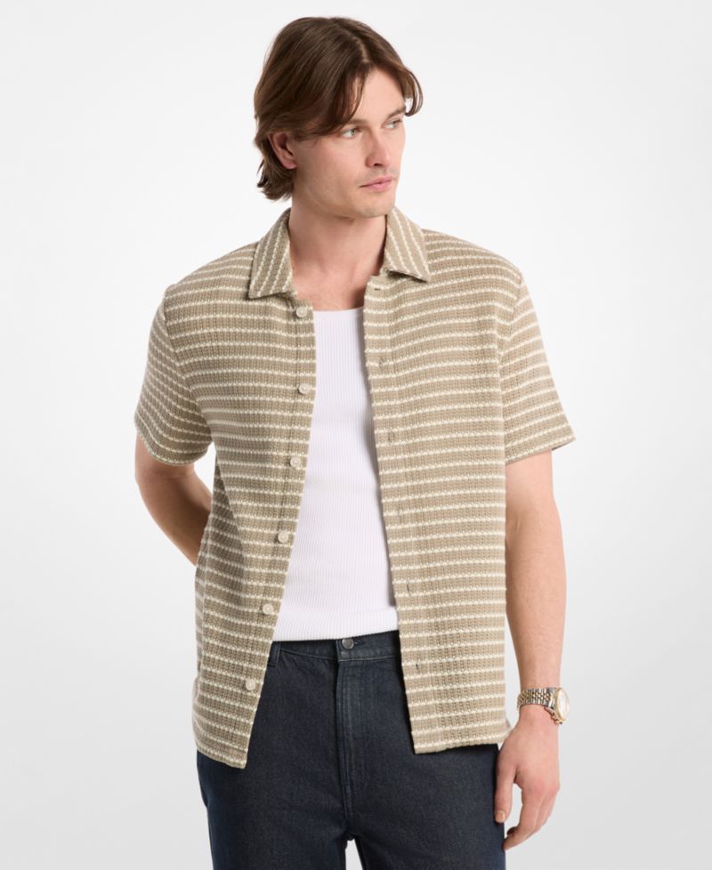 Men's Pointelle Stripe Short-Sleeve Shirt