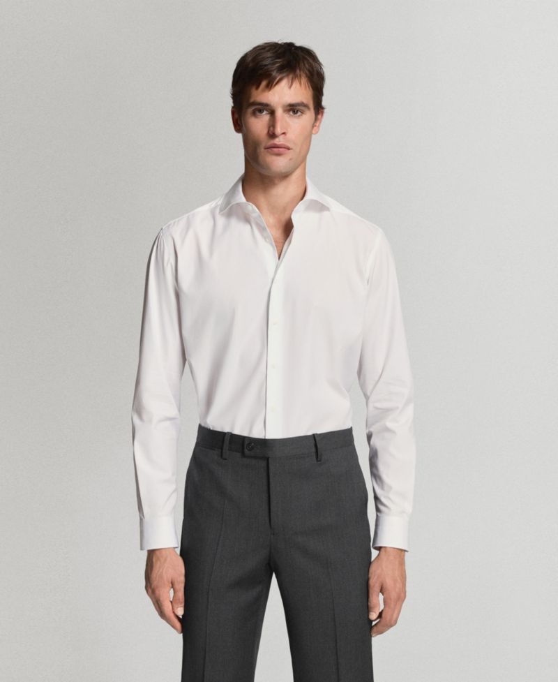 Men's Slim-Fit Cotton Poplin Dress Shirt