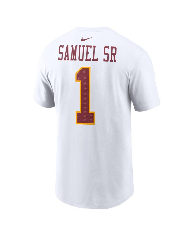 Men's Deebo Samuel Sr White Washington Commanders Player Name & Number T-Shirt