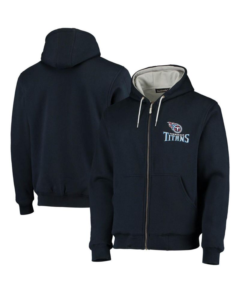 Men's Navy Tennessee Titans Craftsman Thermal-Lined Full-Zip Hoodie