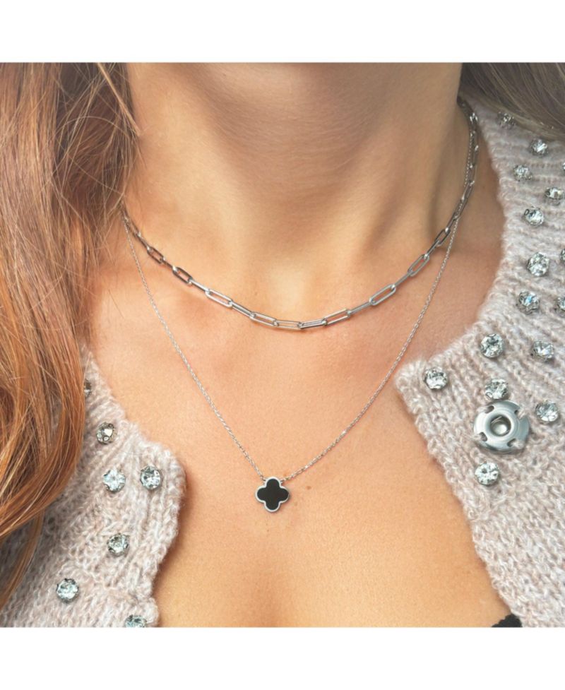 Onyx Single Clover Necklace