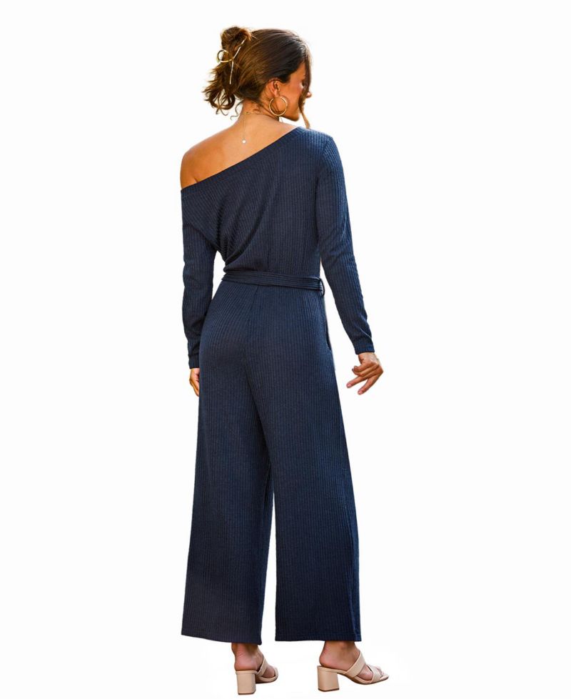 Women's A Good Look Off-the-Shoulder Long-Sleeve Wide-Leg Jumpsuit