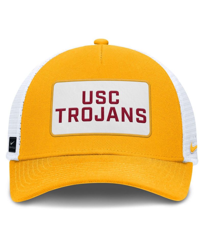 Men's Gold/White USC Trojans 2025 On-Field Rise Patch Trucker Adjustable Hat