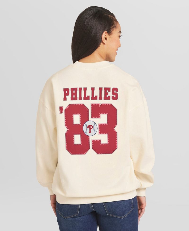 Women's Cream Philadelphia Phillies Heavyweight Crew Neck Sweatshirt