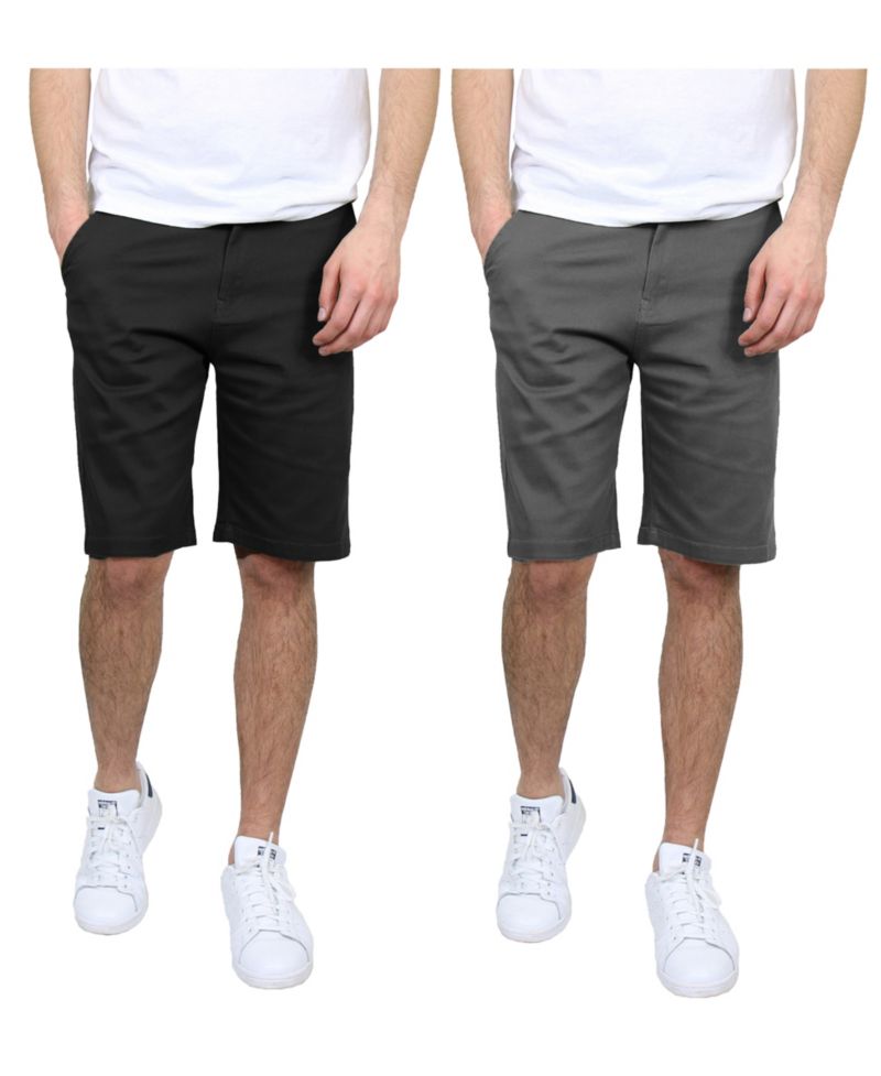 Men's 5 Pocket Flat Front Slim Fit Stretch Chino Shorts, Pack of 2