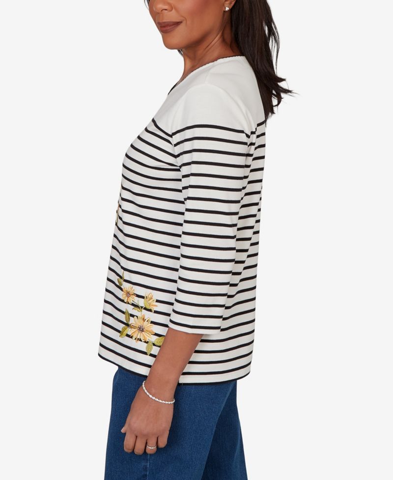 Petite Sunflower Stripe Knit Top