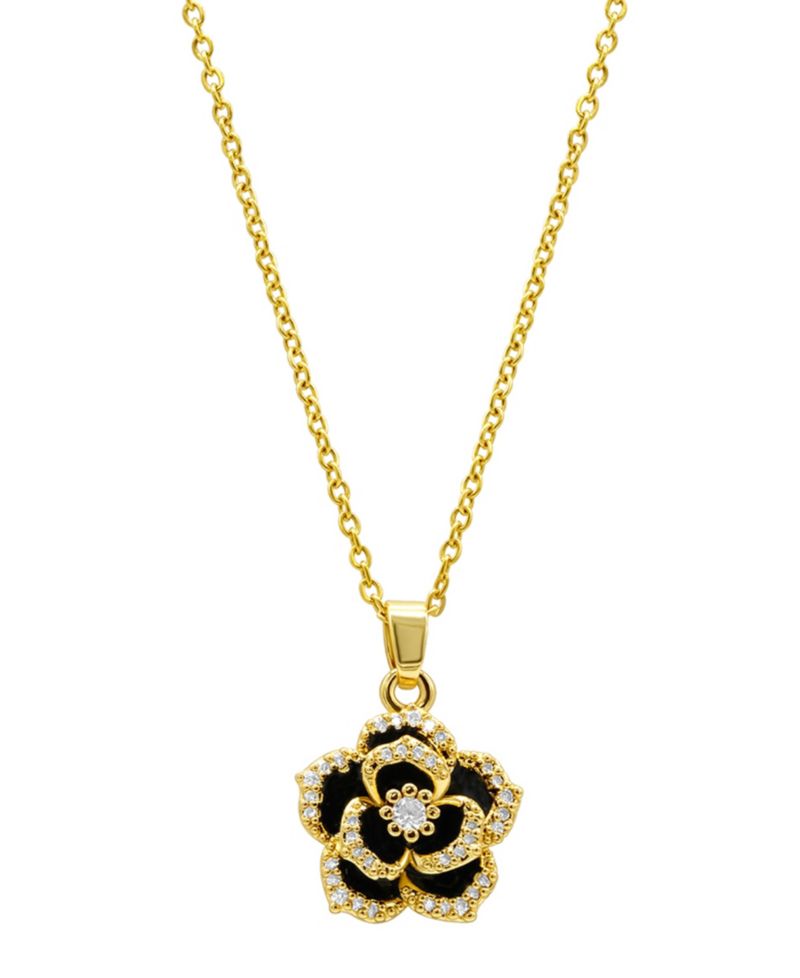 14K Gold-Plated Black Crystal Carnelian Necklace