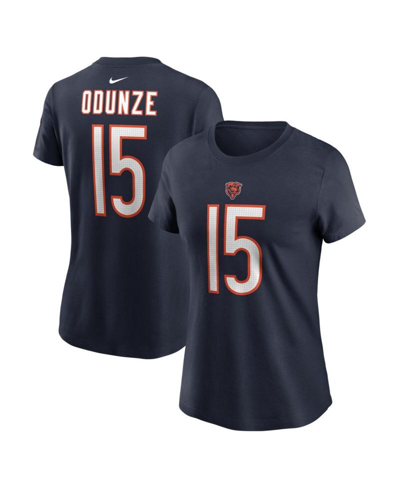 Women's Rome Odunze Navy Chicago Bears 2024 NFL Draft Name & Number T-Shirt