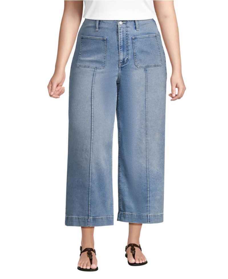 Women's Recover Denim High Rise Patch Pocket Extra Wide Leg Crop Jeans