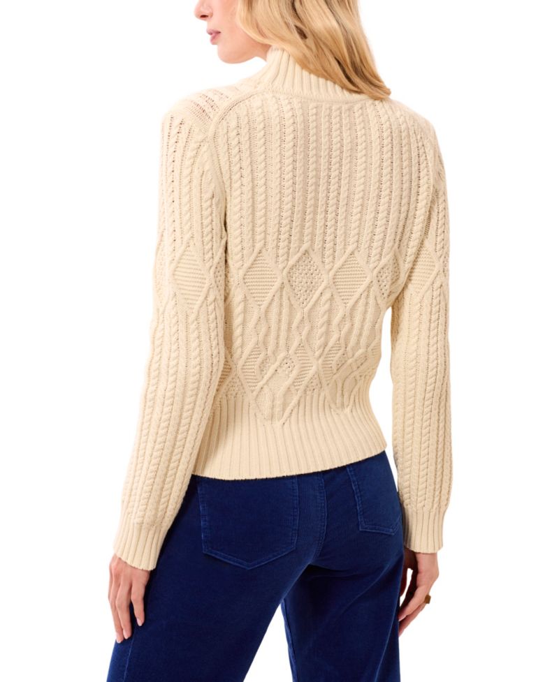 Women's Mock Neck Cable Knit Long Sleeve Sweater