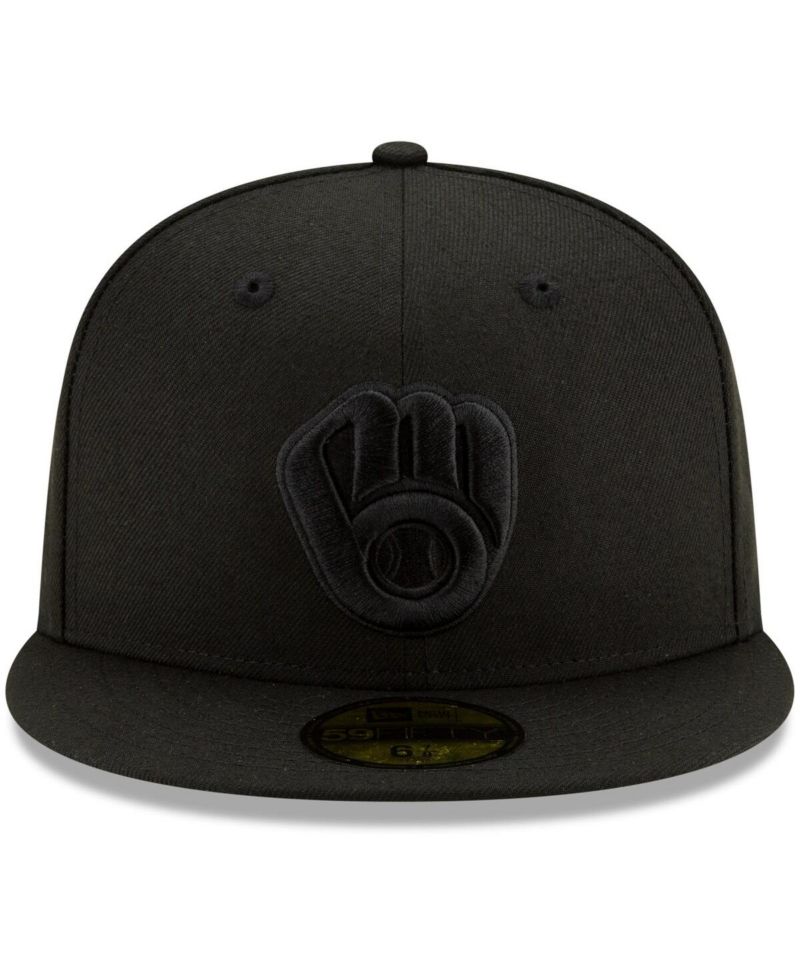 Men's Black Milwaukee Brewers Black on Black 59FIFTY Fitted Hat
