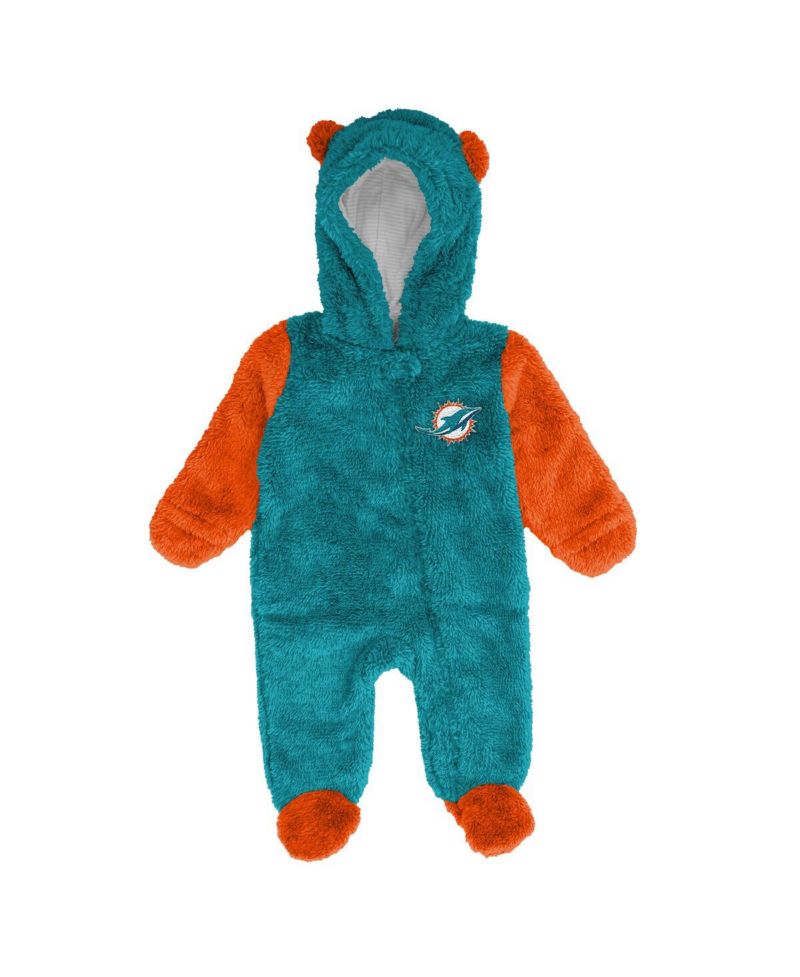 Baby Boys and Girls Aqua Miami Dolphins Stay Napping Fleece Bunting Full-Zip Sleeper