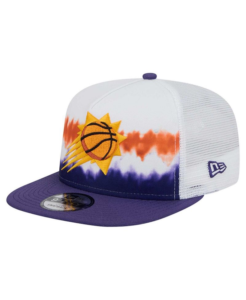 Men's White/Purple Phoenix Suns Dip-Dye 9FIFTY A-Frame Trucker Snapback Hat