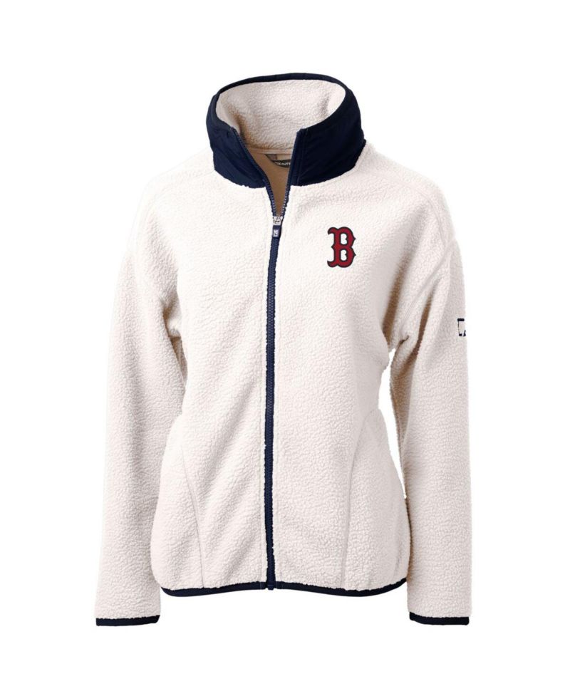 Women's White/Navy Boston Red Sox Cascade Eco Sherpa Fleece Full-Zip Jacket