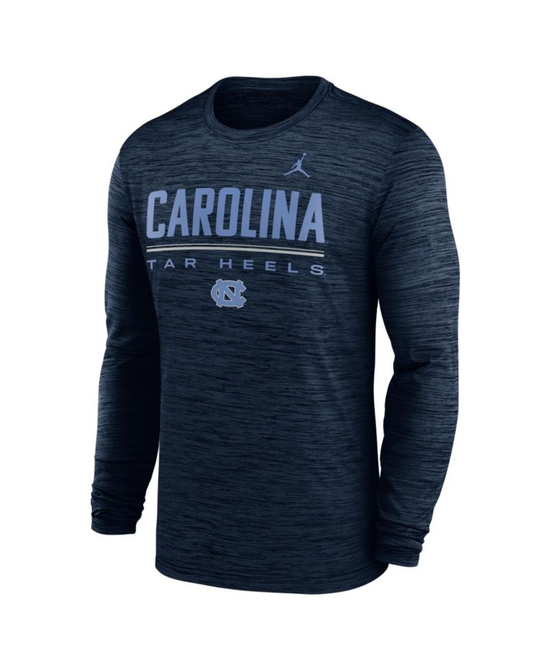 Men's Navy North Carolina Tar Heels Sideline Velocity Dri-FIT Long Sleeve T-Shirt