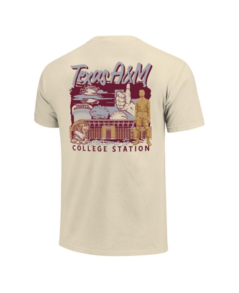 Men's Natural Texas A&M Aggies Comfort Colors Hand-Drawn Campus Stack T-Shirt