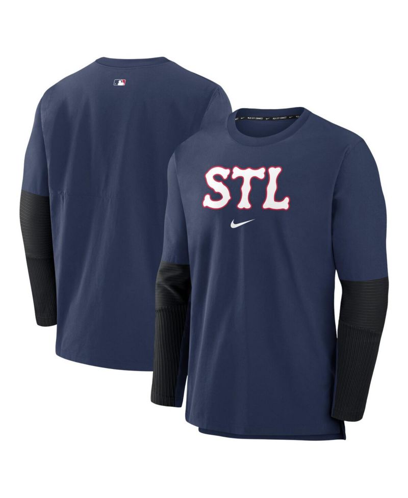 Men's Navy St. Louis Cardinals 2024 City Connect Authentic Collection Player Tri-Blend Pullover Sweatshirt