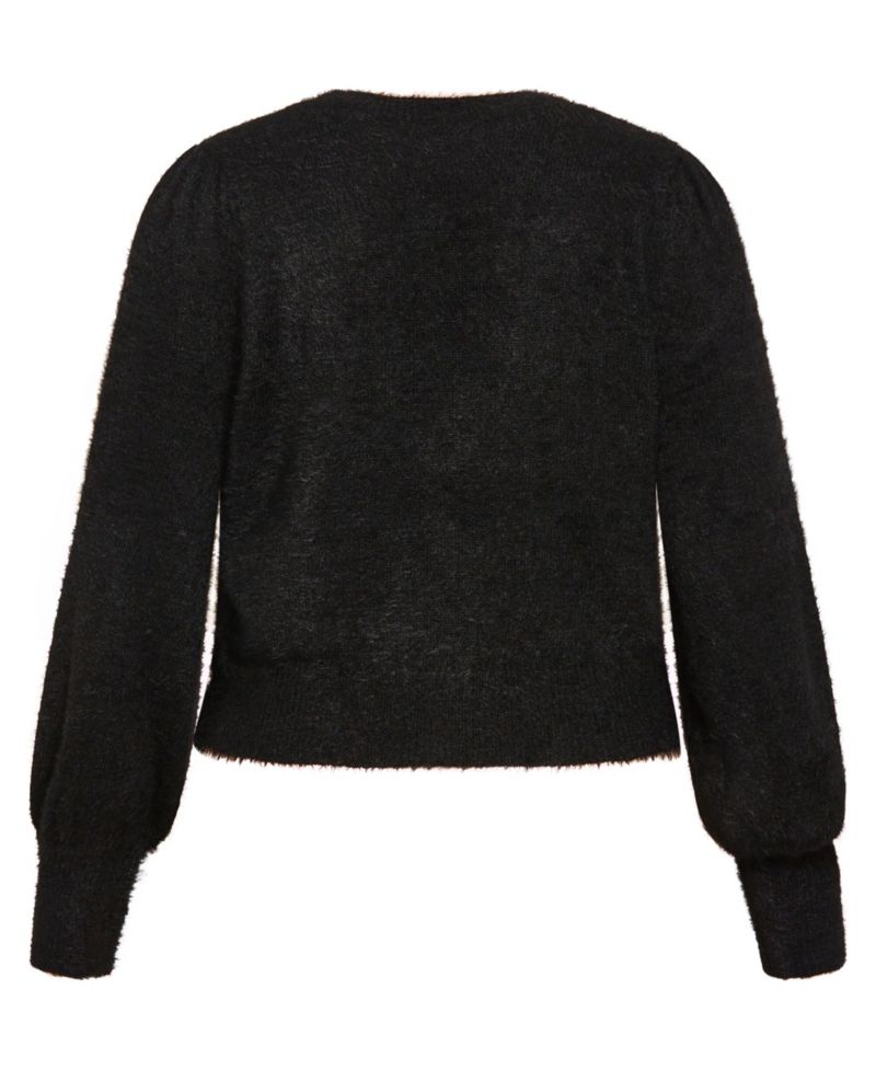 Plus Size Fluffy Button Cardigan