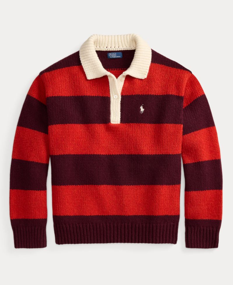 Women's Striped Wool-Blend Rugby Sweater