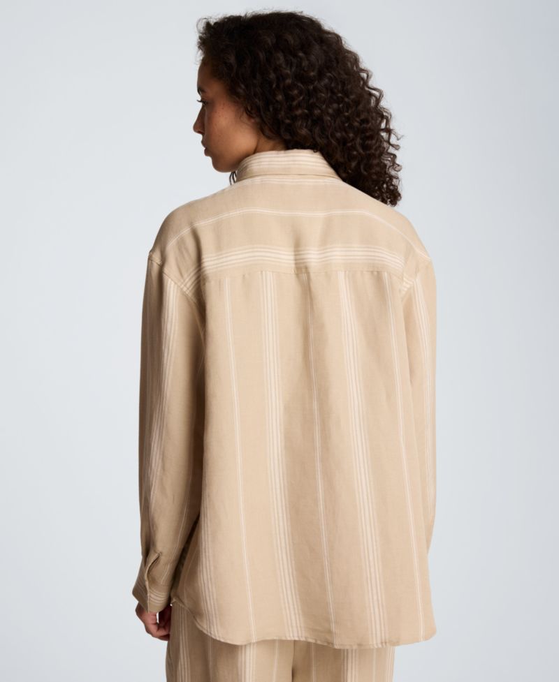 Women's Drop Shoulder Linen Boyfriend Shirt