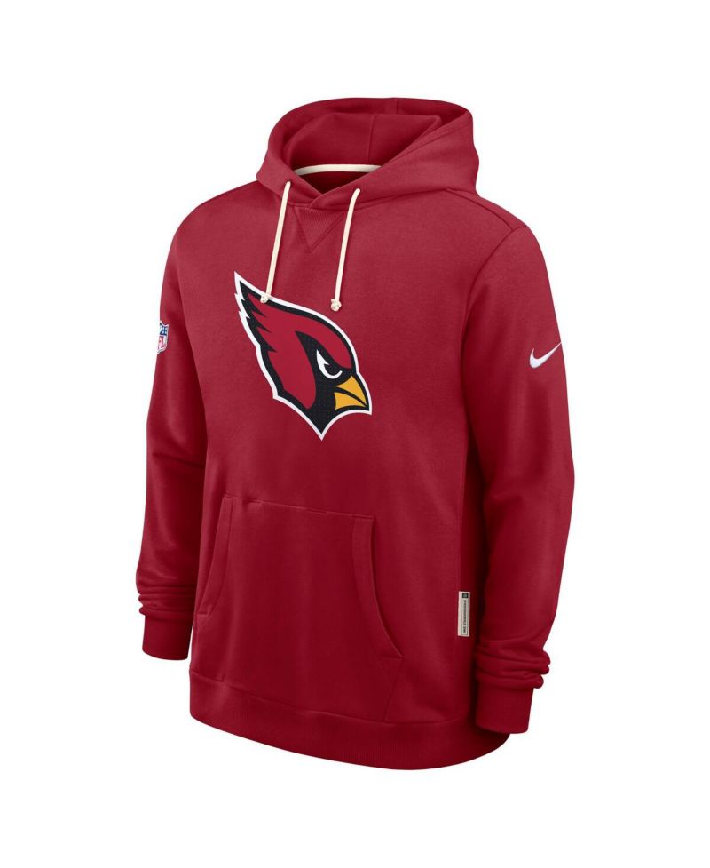 Men's Cardinal Arizona Cardinals Sideline Initial Home Performance Pullover Hoodie