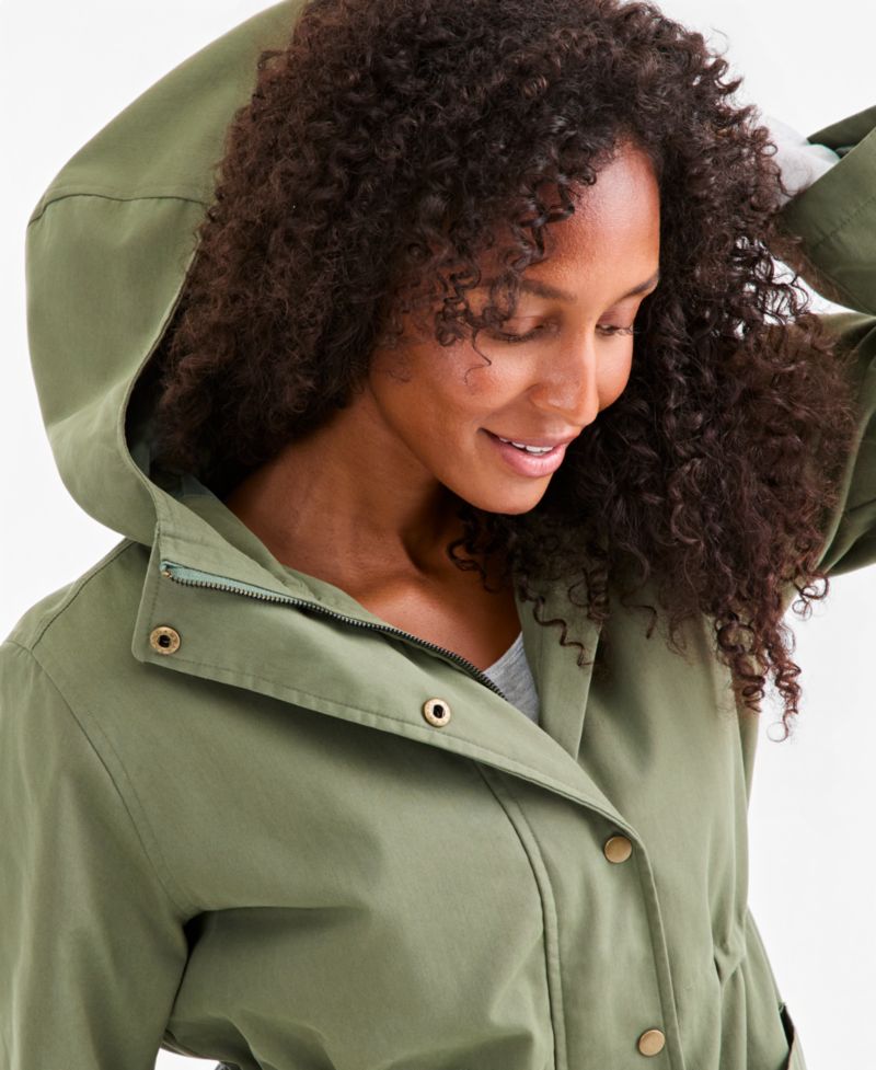 Women's Cinched-Waist Hooded Parka