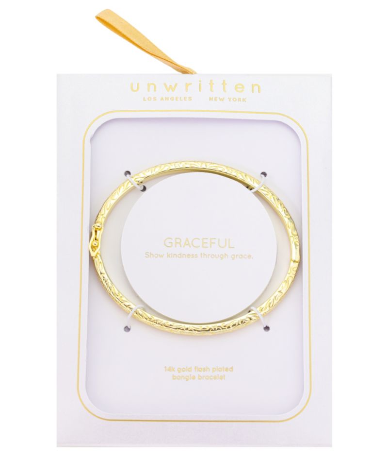 Gold-Tone Plated Tooled Bangle Bracelet